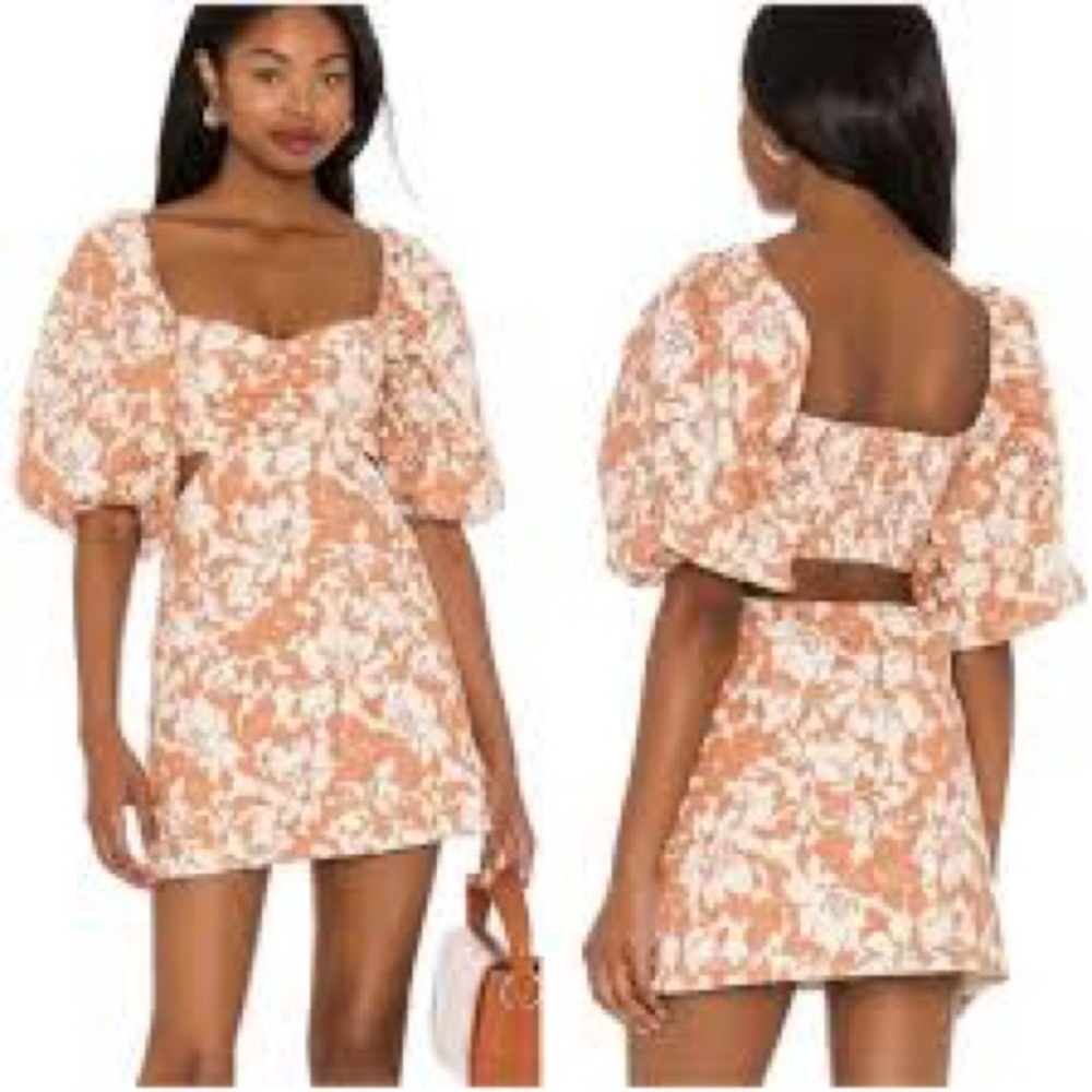 Lovers + Friends Orange and White Floral Mini Dress
